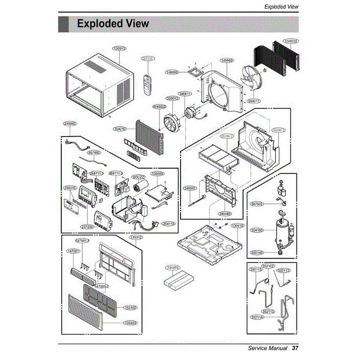 Section Diagram and Parts List for LW8000ER AWYDUSL LG Air Conditioner