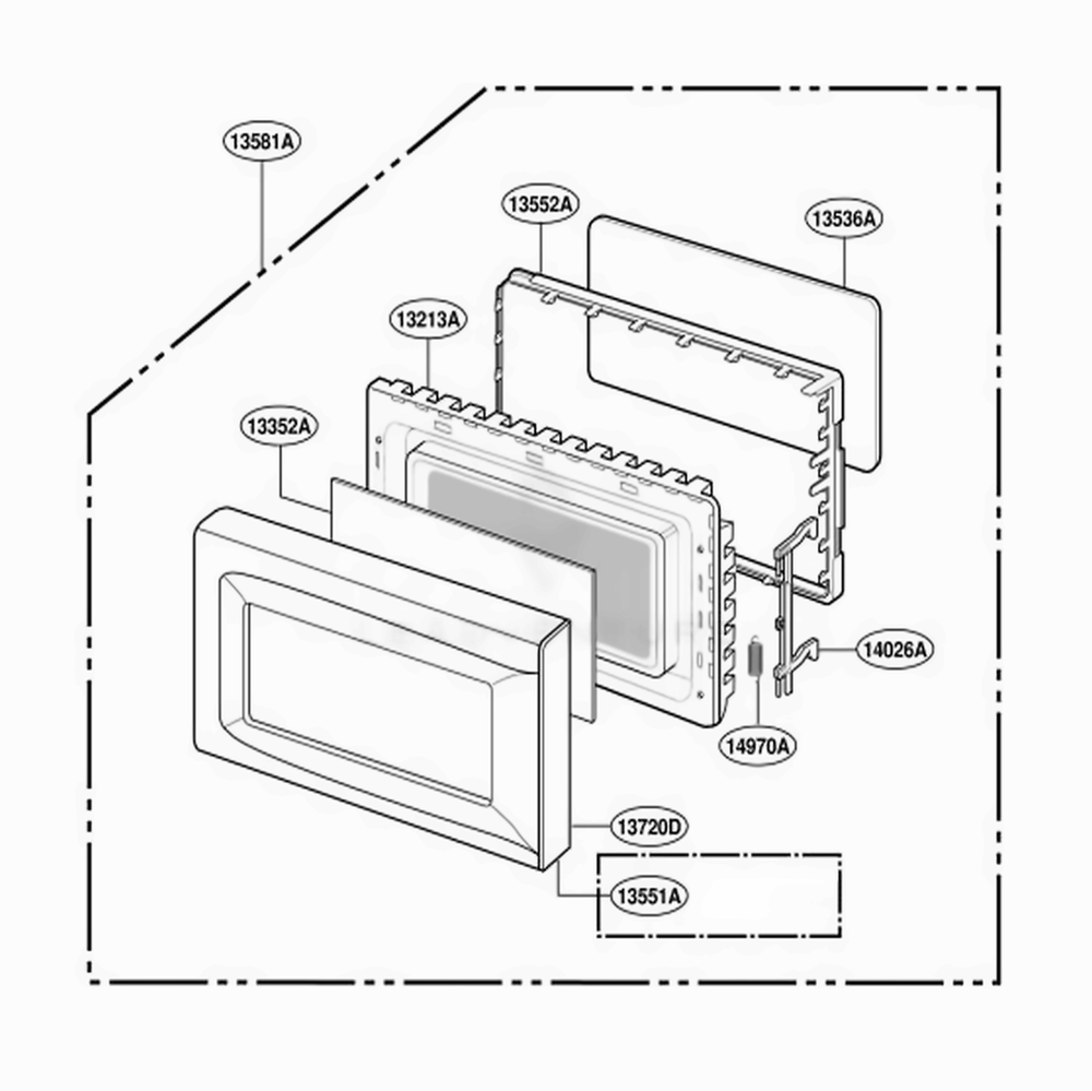 Door Parts Diagram and Parts List for MMC5086AAW CWHEMTG LG Wall Oven