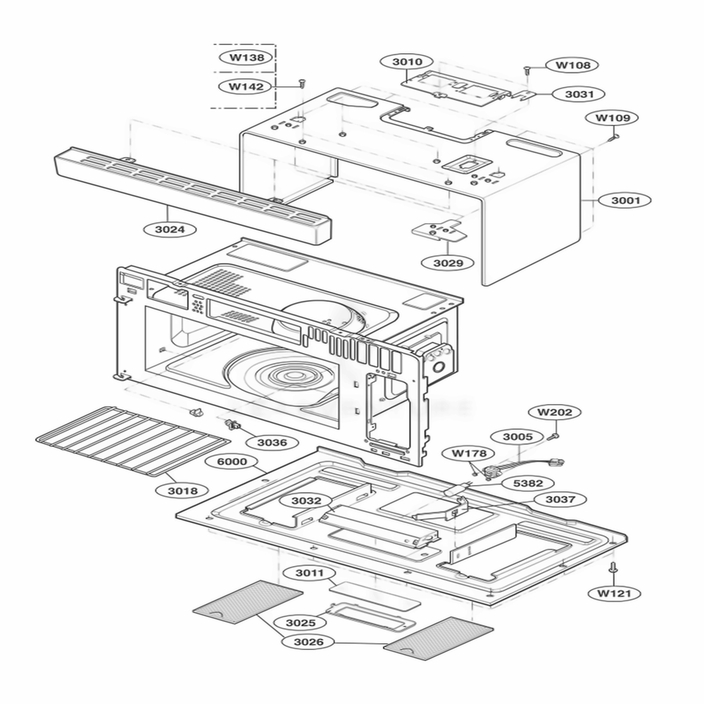 Oven Cavity Parts Diagram and Parts List for 80513 AS1ESEA LG Range