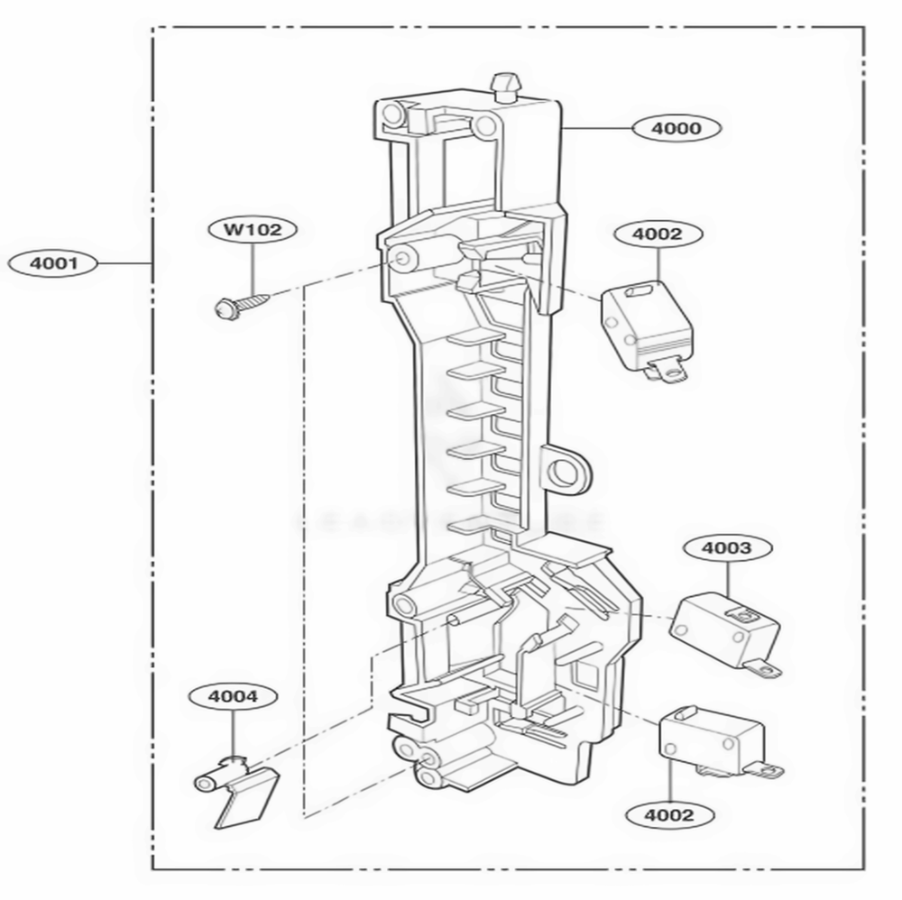 Latch Board Parts Diagram and Parts List for 80604 ABSESEA LG Range