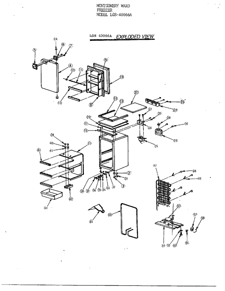 Freezer Diagram and Parts List for 40066A  LG Freezer