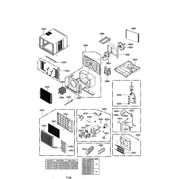 Room A / C Diagram and Parts List for LW1816HR 00 LG Air Conditioner
