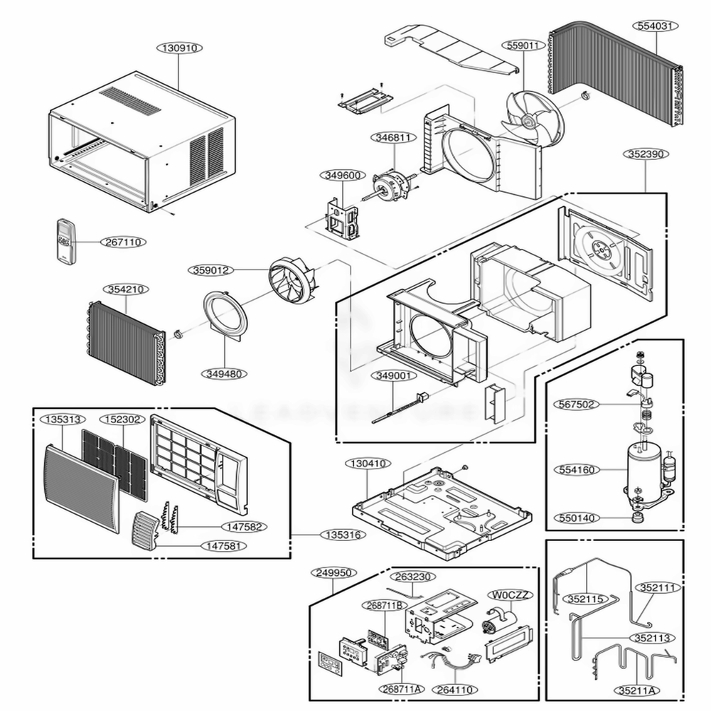 Main Diagram and Parts List for HQ2082UH ASIAMQU LG Air Conditioner
