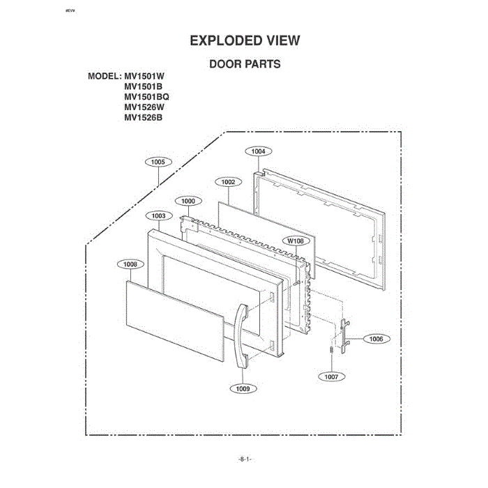 Section 7 Diagram and Parts List for MV-1501B ABKEGSE LG Microwave Oven Combo