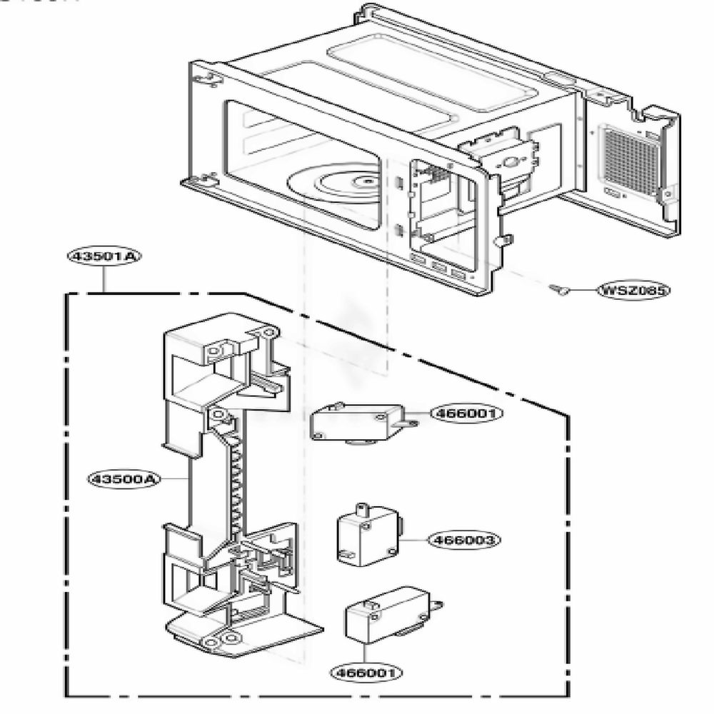 Latch Board Parts Diagram and Parts List for KCMS135HBL0 BKEKAD LG Range