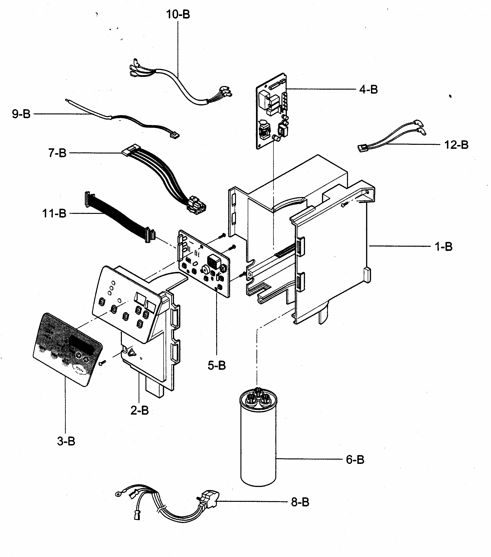 Control Box Assy Diagram and Parts List for 58074124400  Kenmore Air Conditioner
