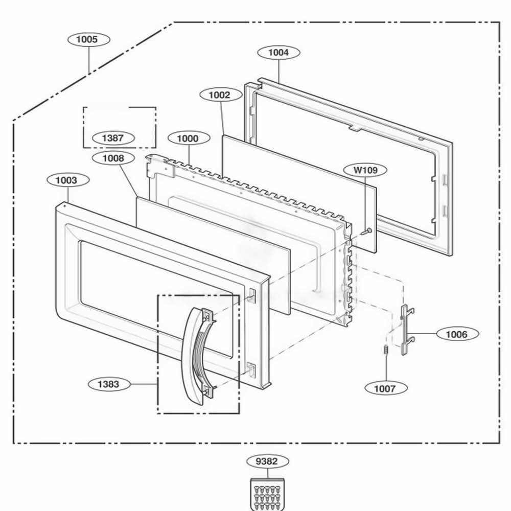 Door Parts Diagram and Parts List for JVM1640AH AALEGEU LG Range