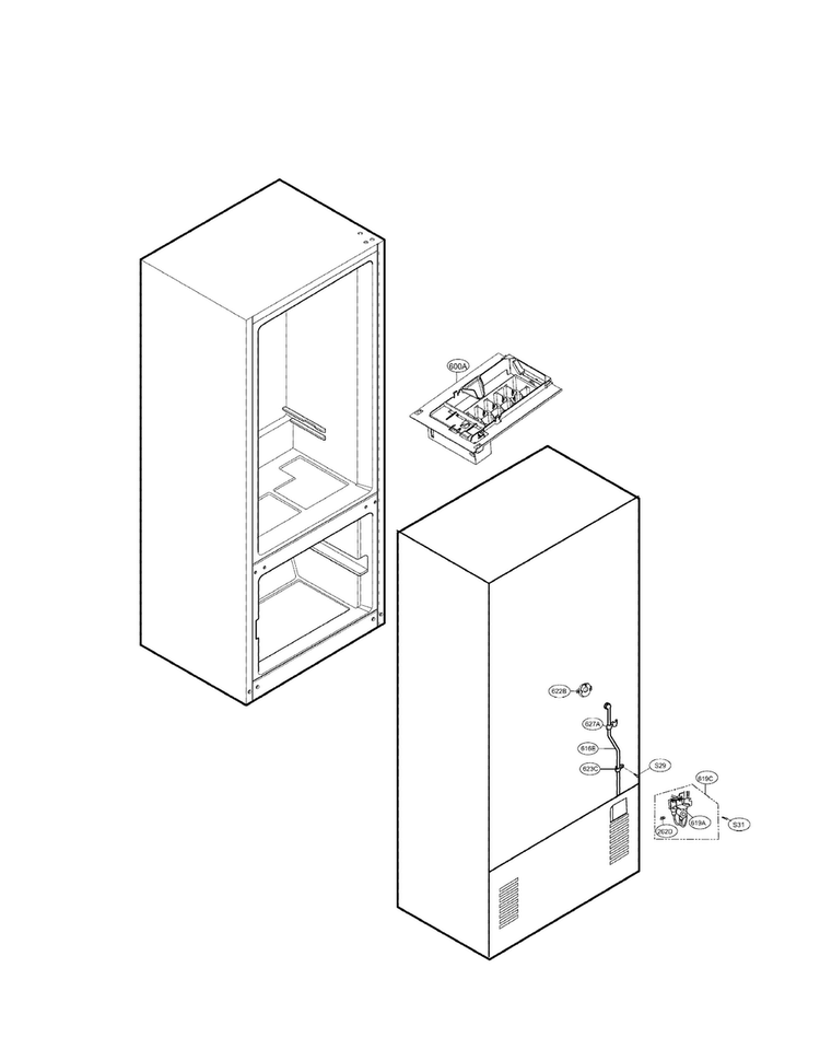 Ice Maker Parts Diagram and Parts List for LDC22720TT 02 LG Refrigerator