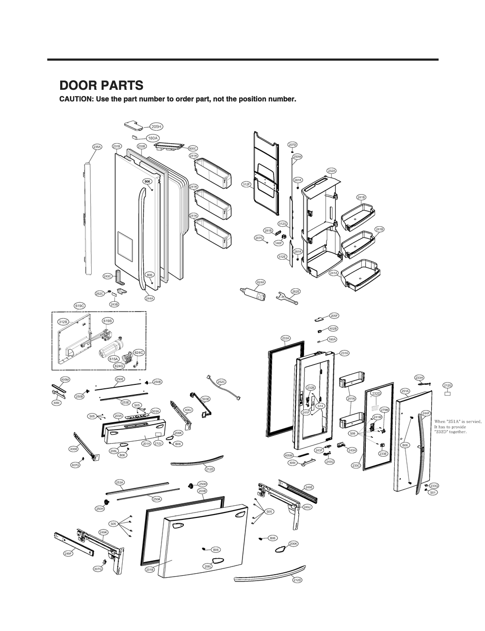 Door Parts Diagram and Parts List for GR-J31GHSJM ASTCNA0 LG Refrigerator