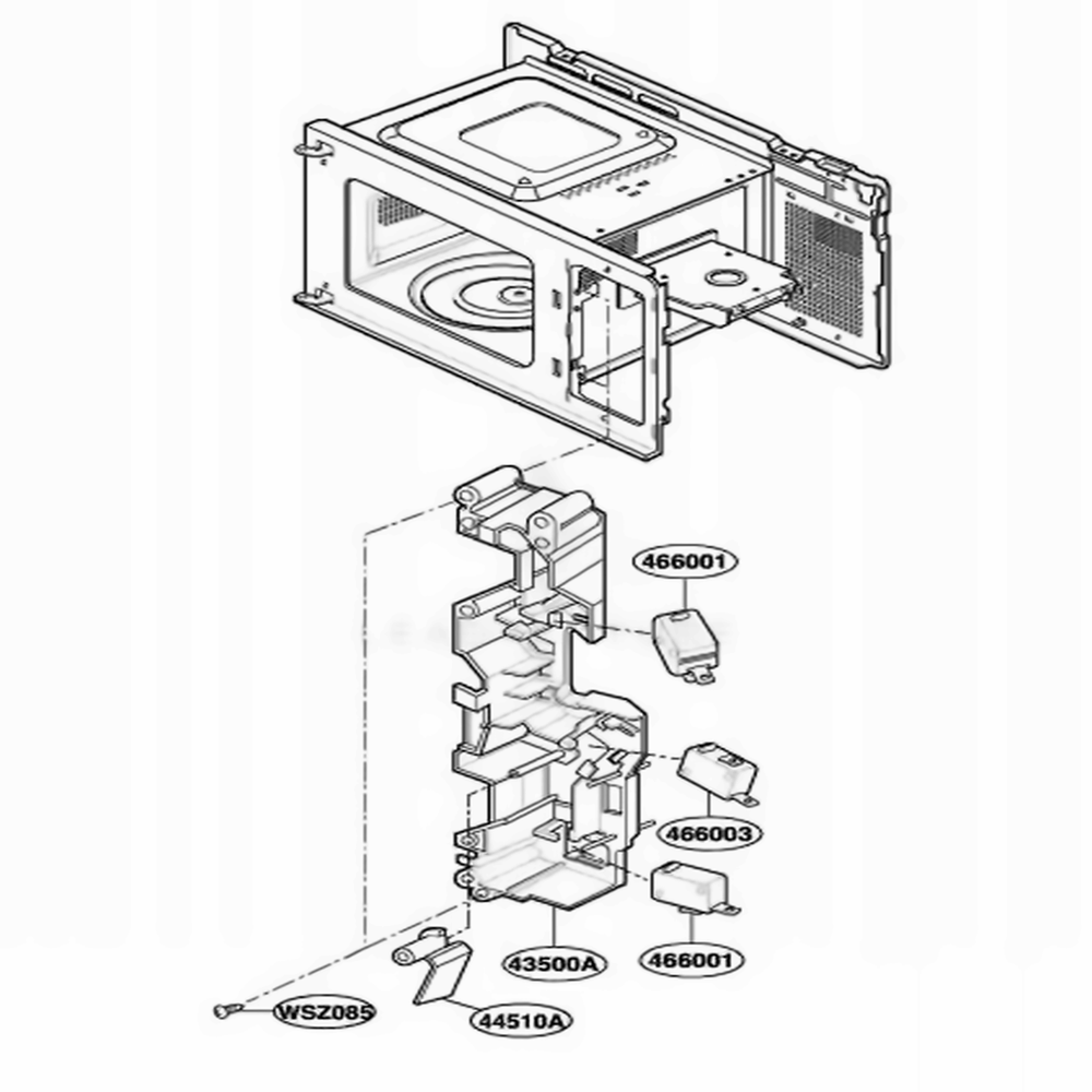 Latch Board Parts Diagram and Parts List for UMC1061AAW KWHEMAC LG Wall Oven