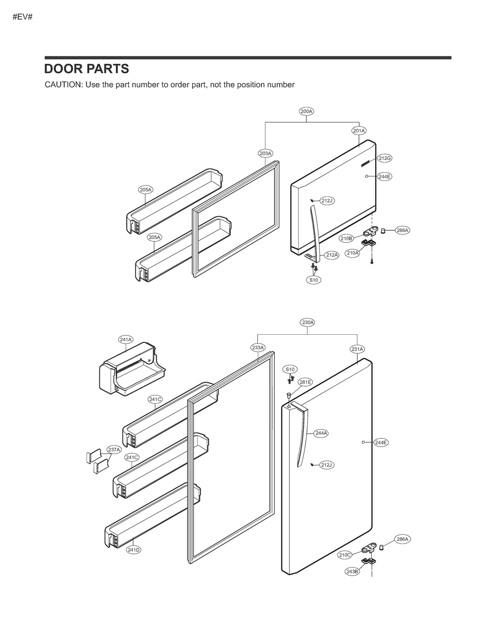 Door Parts Diagram and Parts List for 68032 ASWCSE6 LG Washer