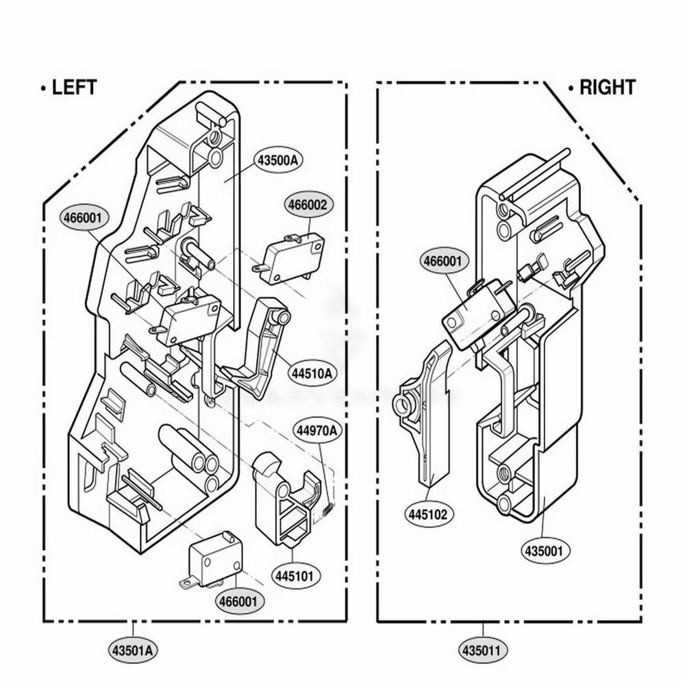 Latch Board Parts Diagram and Parts List for SCB2001CSS ASTLGEU LG Microwave Oven Combo