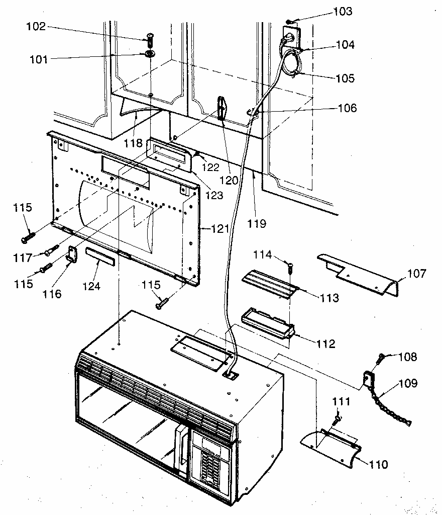 Installation Diagram and Parts List for 7218965380  Kenmore Microwave
