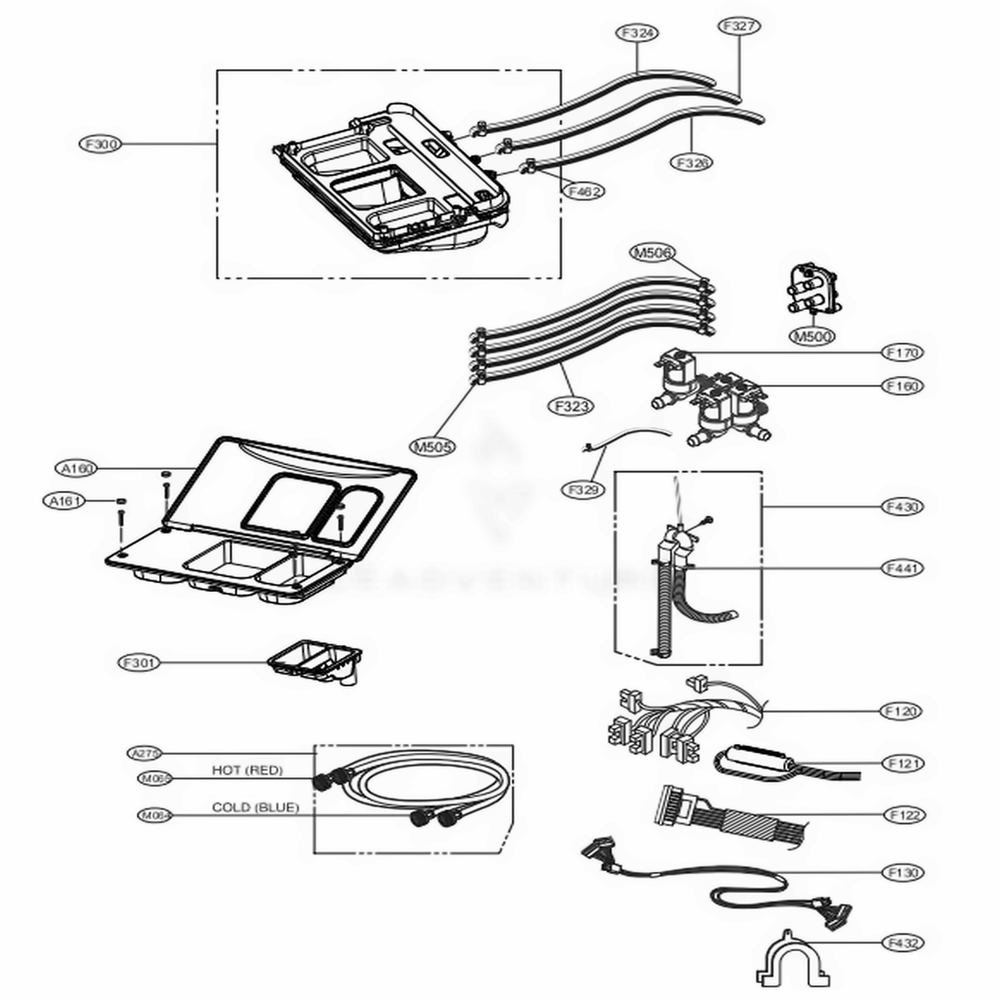 Dispenser Assembly Diagram and Parts List for GCWF1069QS1 ABWEELC LG Washer