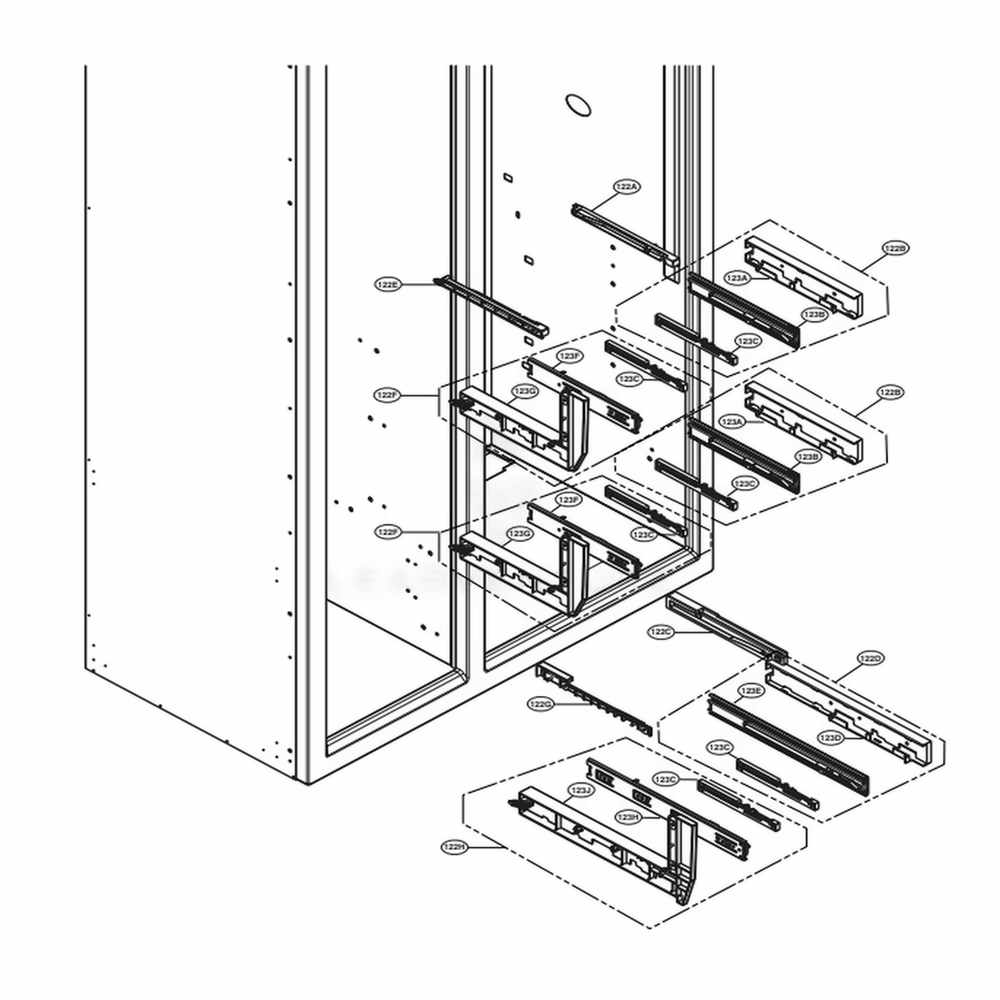 Freezer Rail Part Diagram and Parts List for LSSB2692ST ASTCNA2 LG Refrigerator