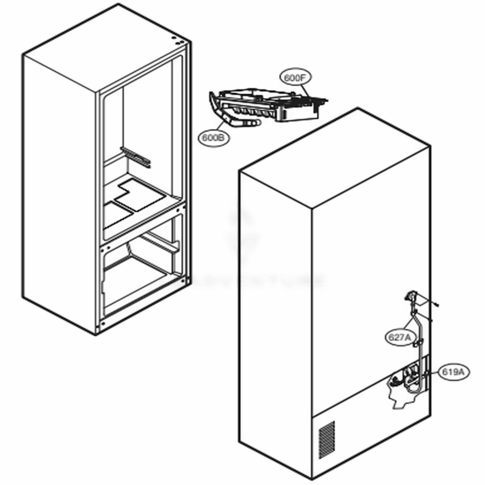 Icemaker Parts Diagram and Parts List for 71609 AWBCSE3 LG Refrigerator