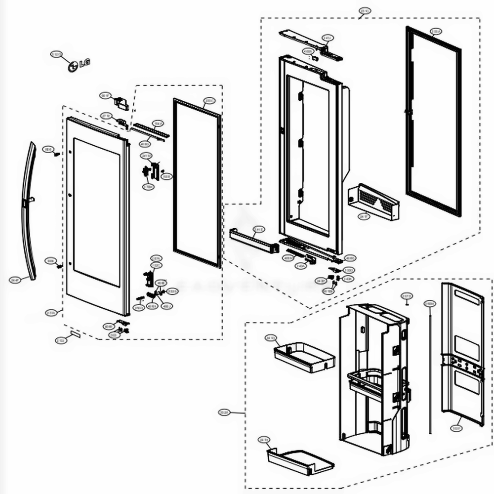 Door Parts 2 Diagram and Parts List for LRFVS3006D ASBCNA1 LG Refrigerator