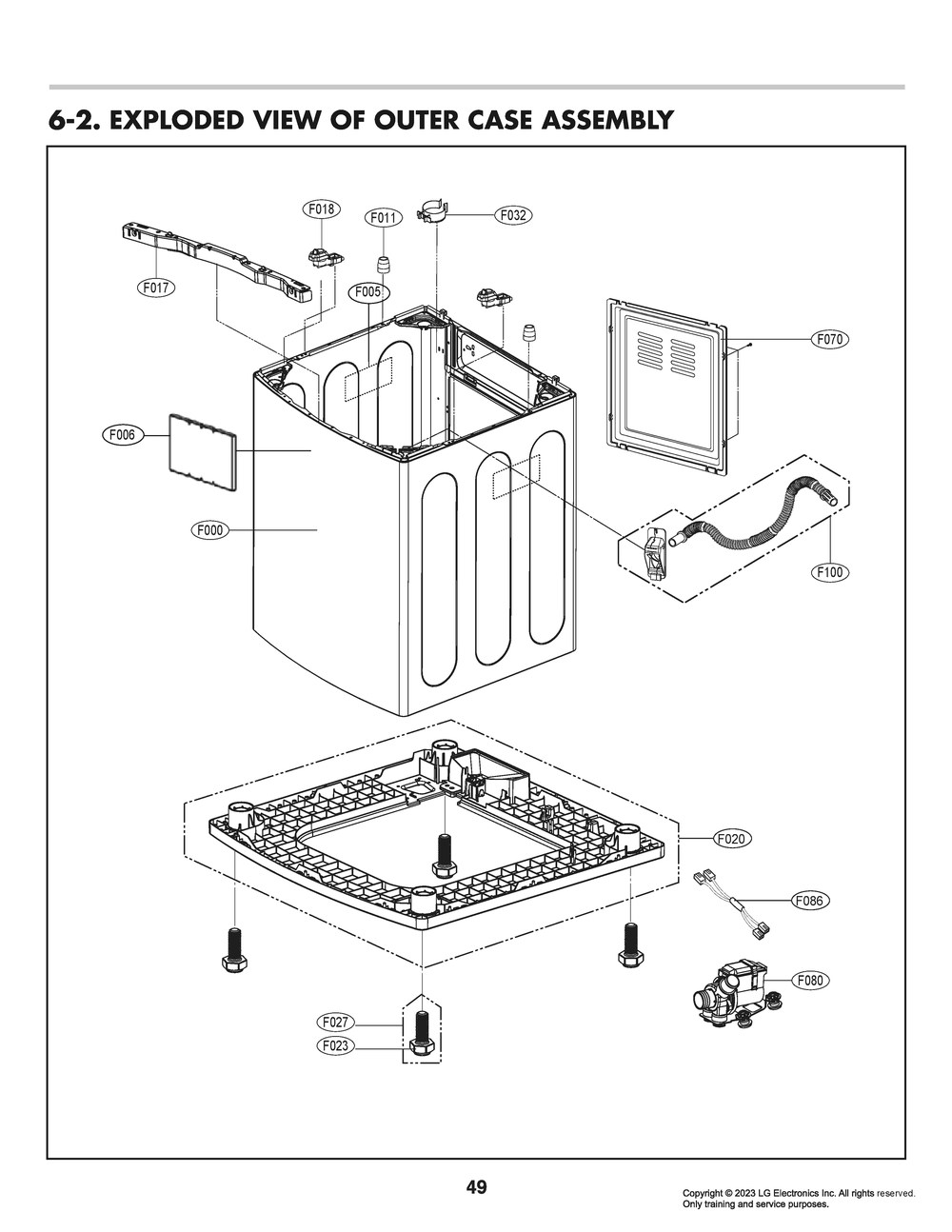 Outer Case Assembly Diagram and Parts List for T1789EFH5U ASSEUUS LG Washer