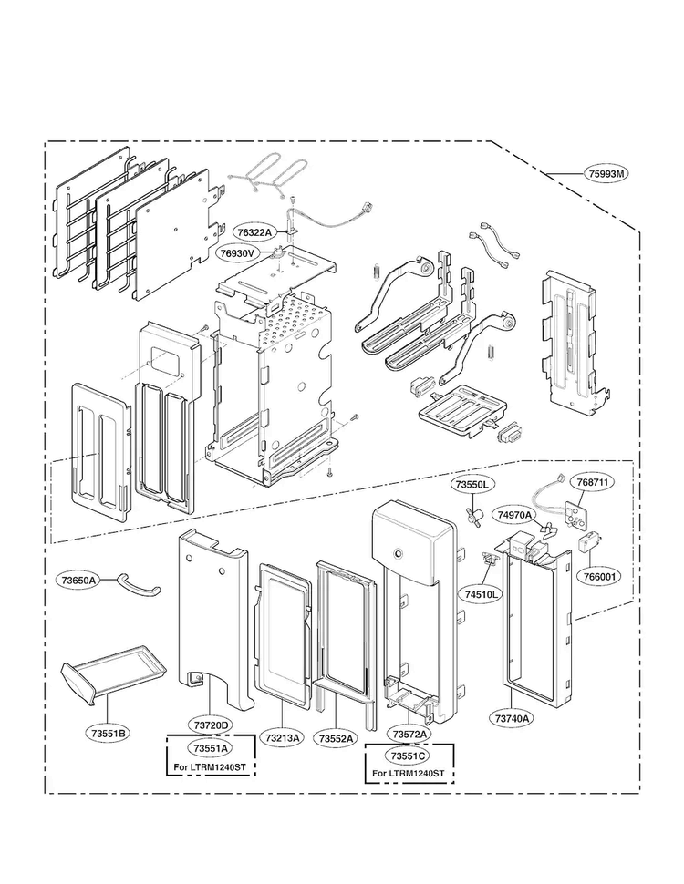 Toaster Parts Diagram and Parts List for LTRM1240ST  LG Microwave
