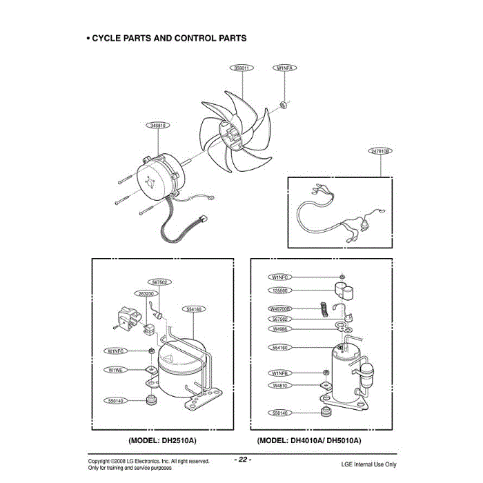 Section 2 Diagram and Parts List for DH5010A WYCWMT LG Dehumidifier