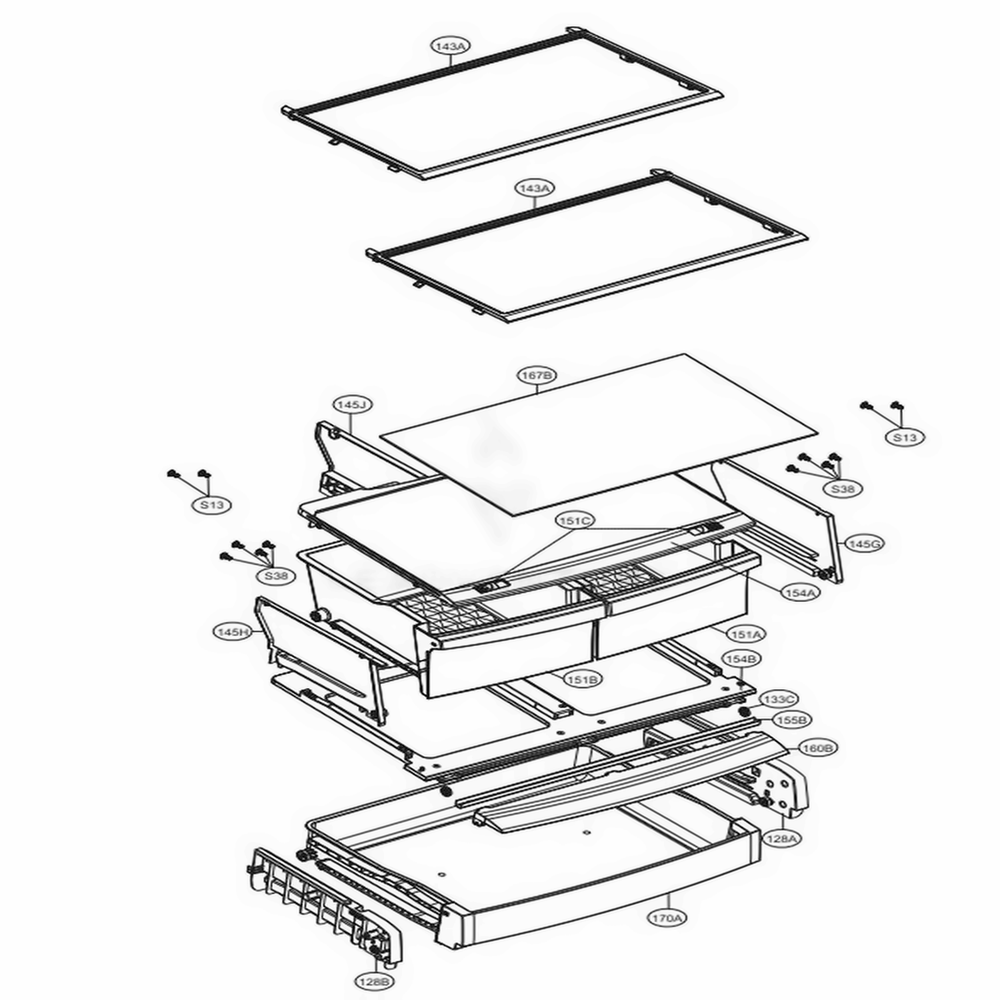 Refrigerator Parts Diagram and Parts List for LDCS22220S ASTCNA1 LG Refrigerator