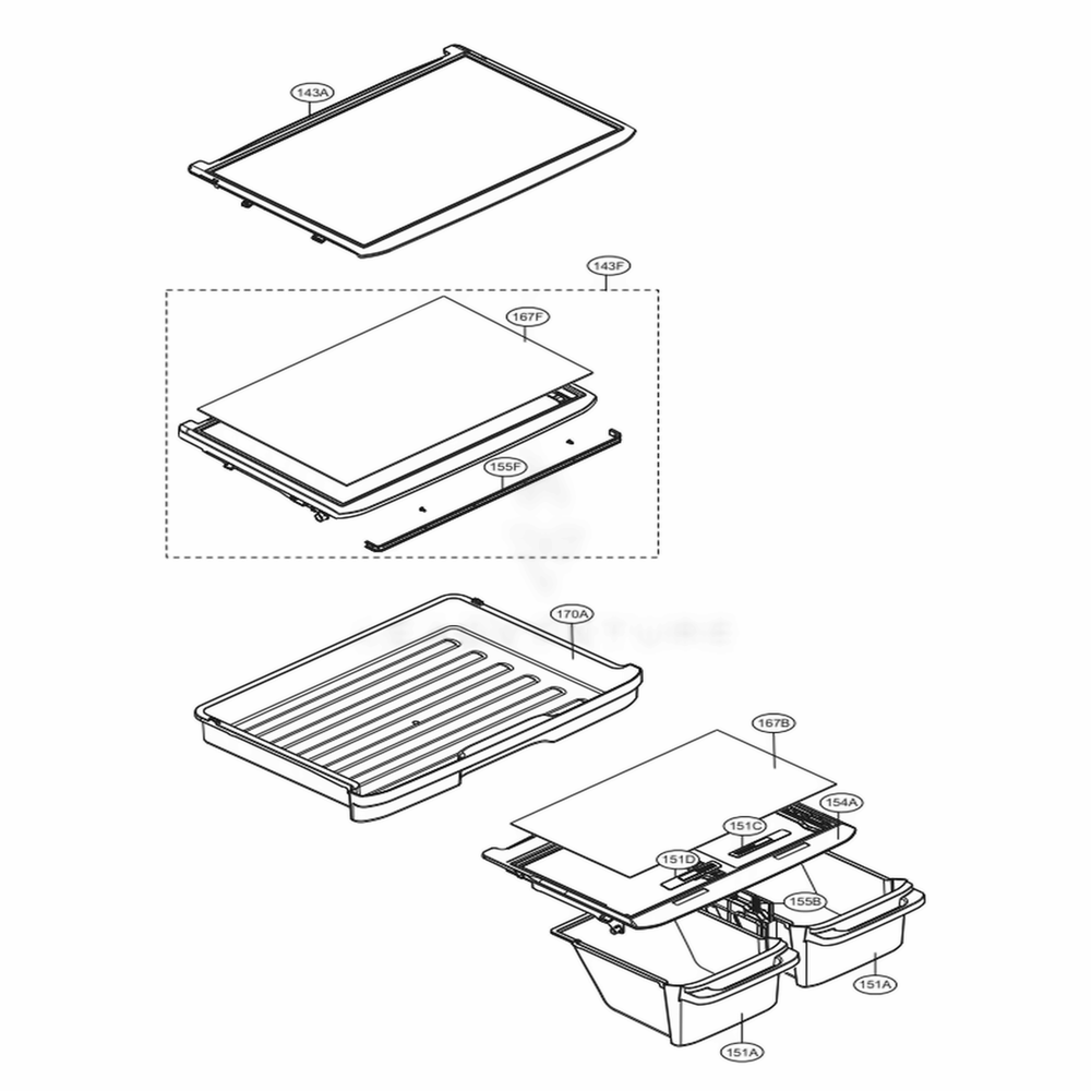 Refrigerator Parts Diagram and Parts List for 79432 ASWCSE0 LG Refrigerator