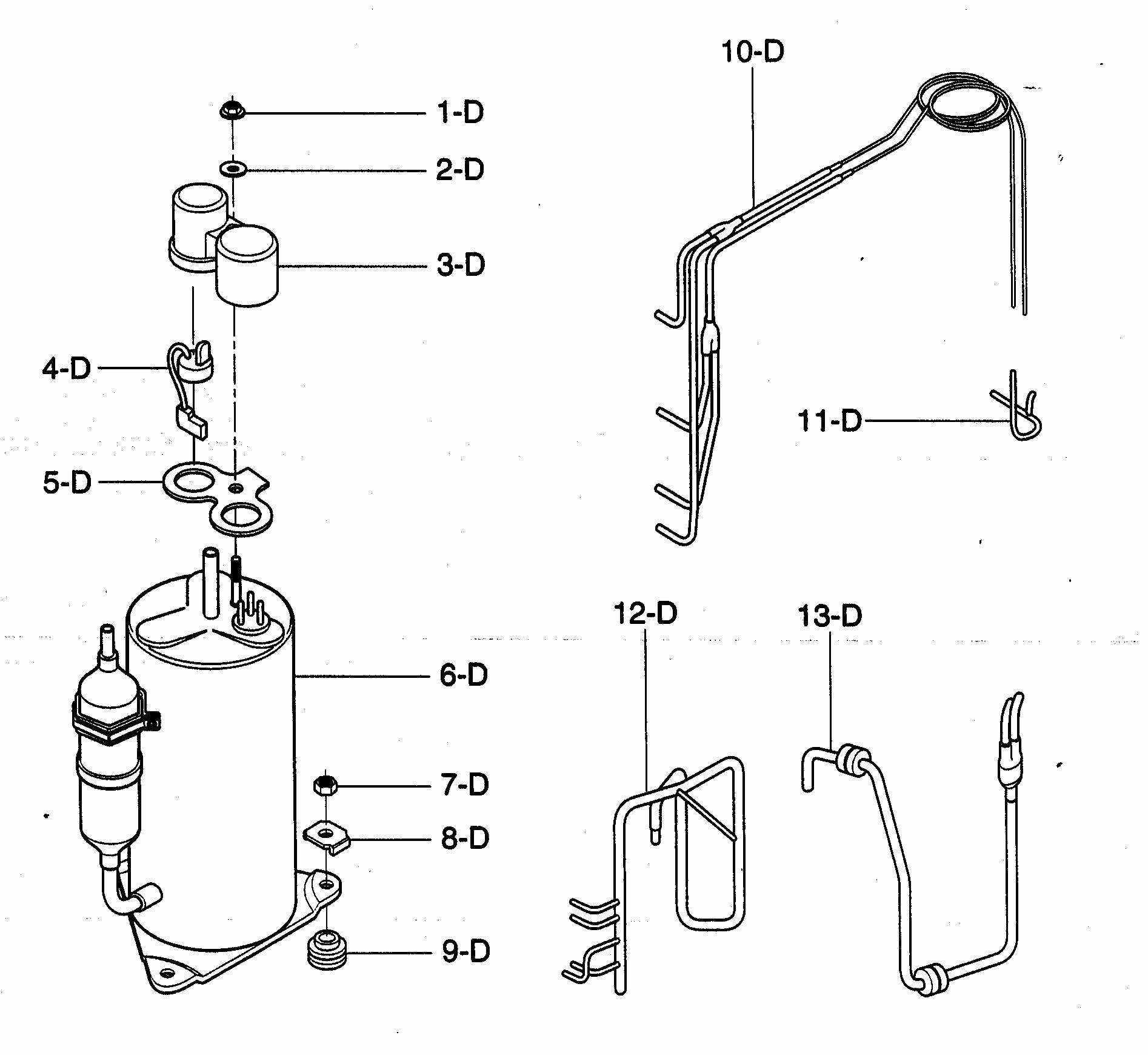 Compressor Parts Diagram and Parts List for 58075130500  Kenmore Air Conditioner