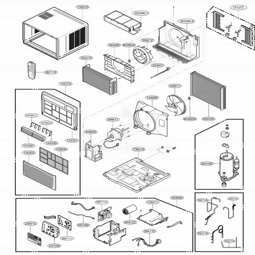 Main Diagram and Parts List for LW2513ER AWYAUSH LG Air Conditioner