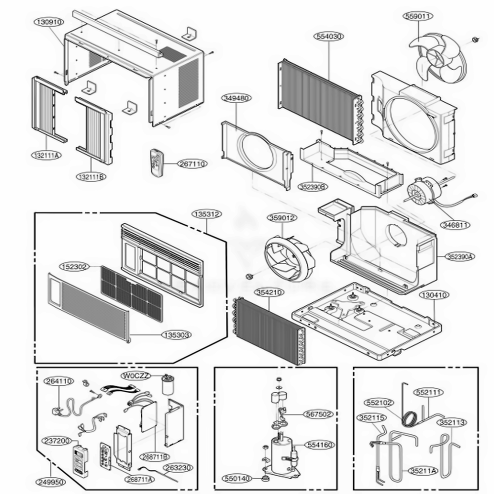 Main Diagram and Parts List for LWC061JGMK1 AWYAWMT LG Air Conditioner