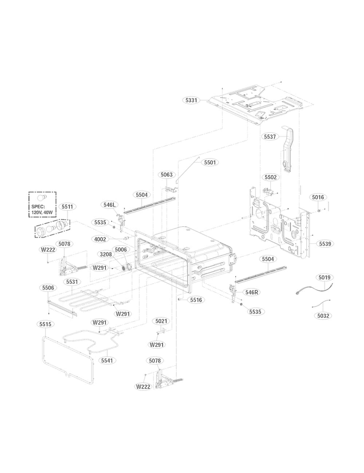 Upper Cavity Parts Diagram and Parts List for LDE4413ST 00 LG Range