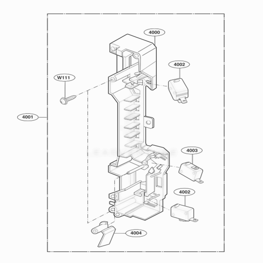Latch Board Parts Diagram and Parts List for 62759 ABKESEA LG Range