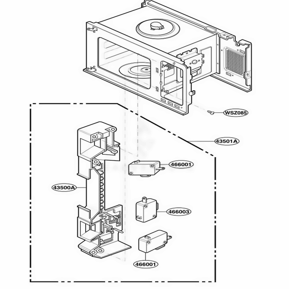 Latch Board Parts Diagram and Parts List for KCMS185JWH CWHEKAD LG Wall Oven