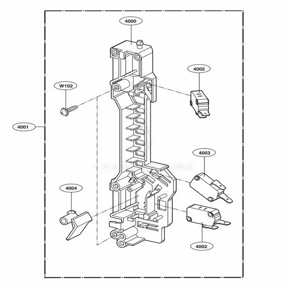 Latch Board Parts Diagram and Parts List for LMV1762SB CBKELGA LG Microwave