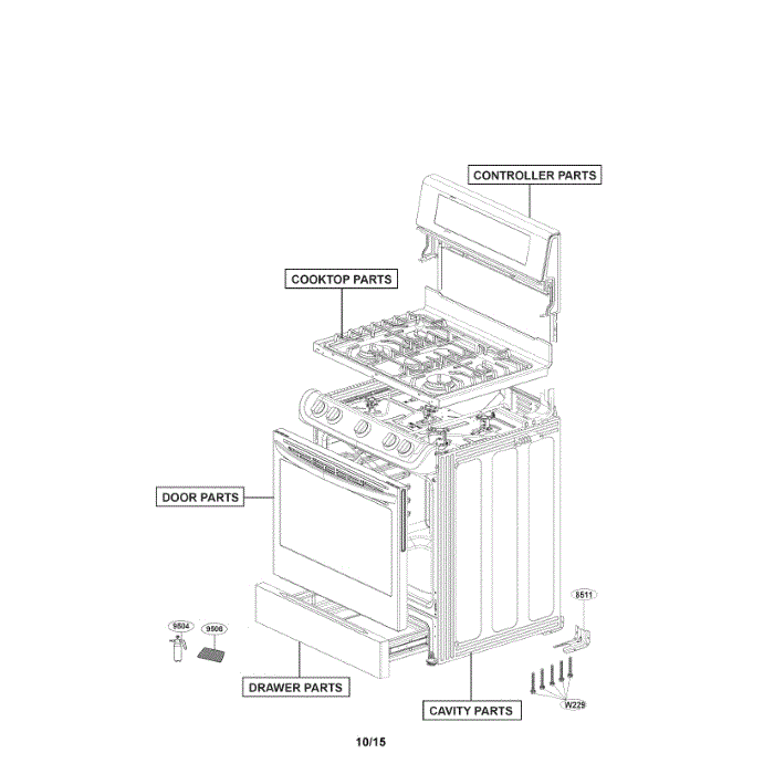 Accessory Diagram and Parts List for LRG4115ST 00 LG Range