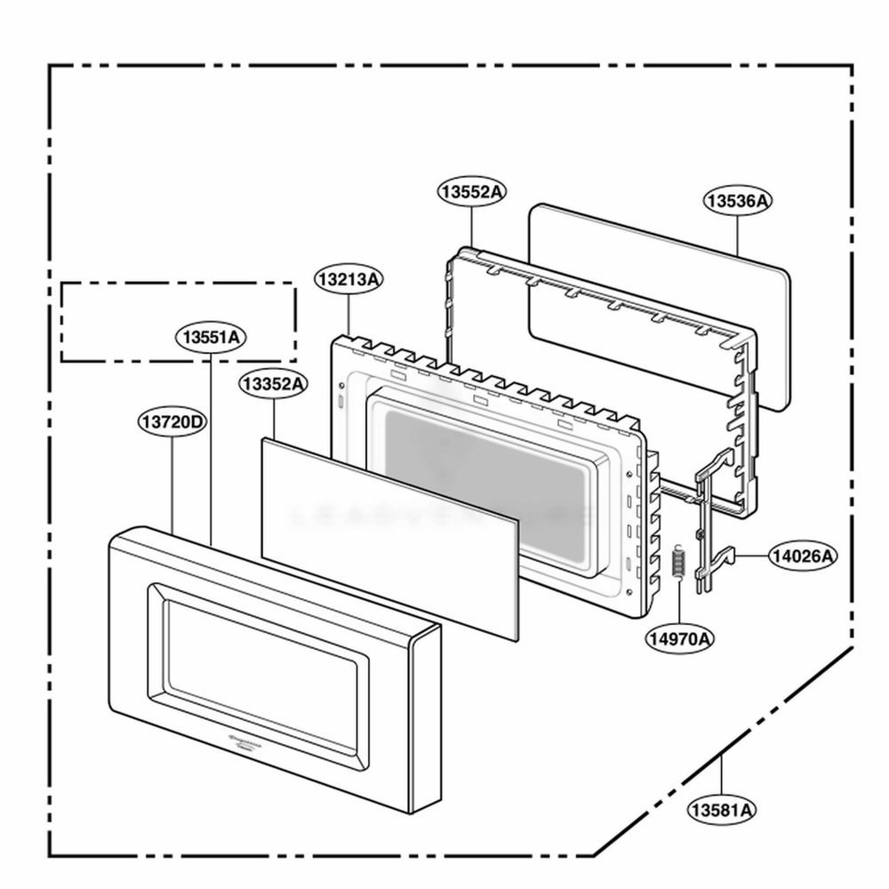 Door Parts Diagram and Parts List for PLMB186CC AT3EGEF LG Wall Oven