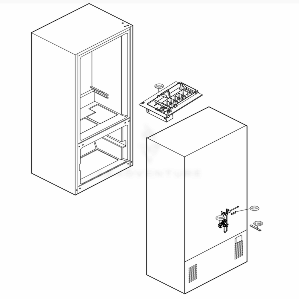 Icemaker Parts Diagram and Parts List for LFCS22520S ASTCNA4 LG Refrigerator