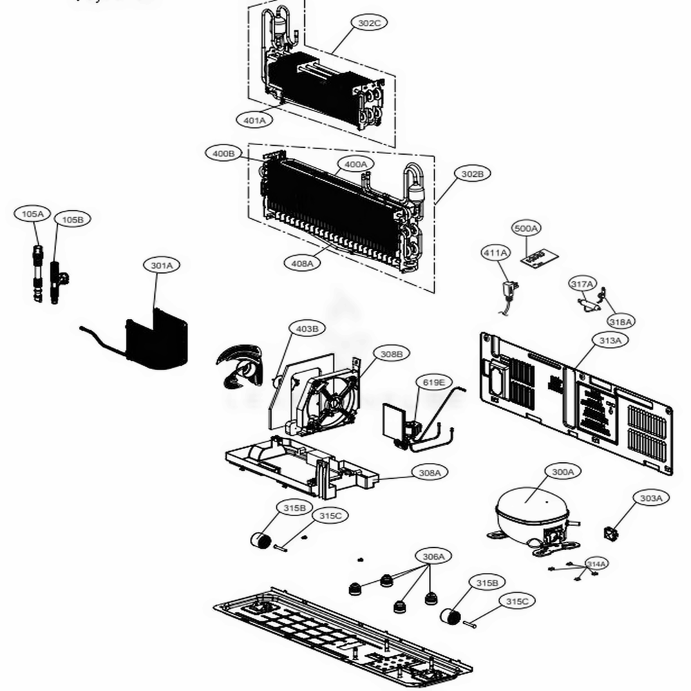 Cycle Part Diagram and Parts List for LRMNC1803S ASTCNA0 LG Refrigerator