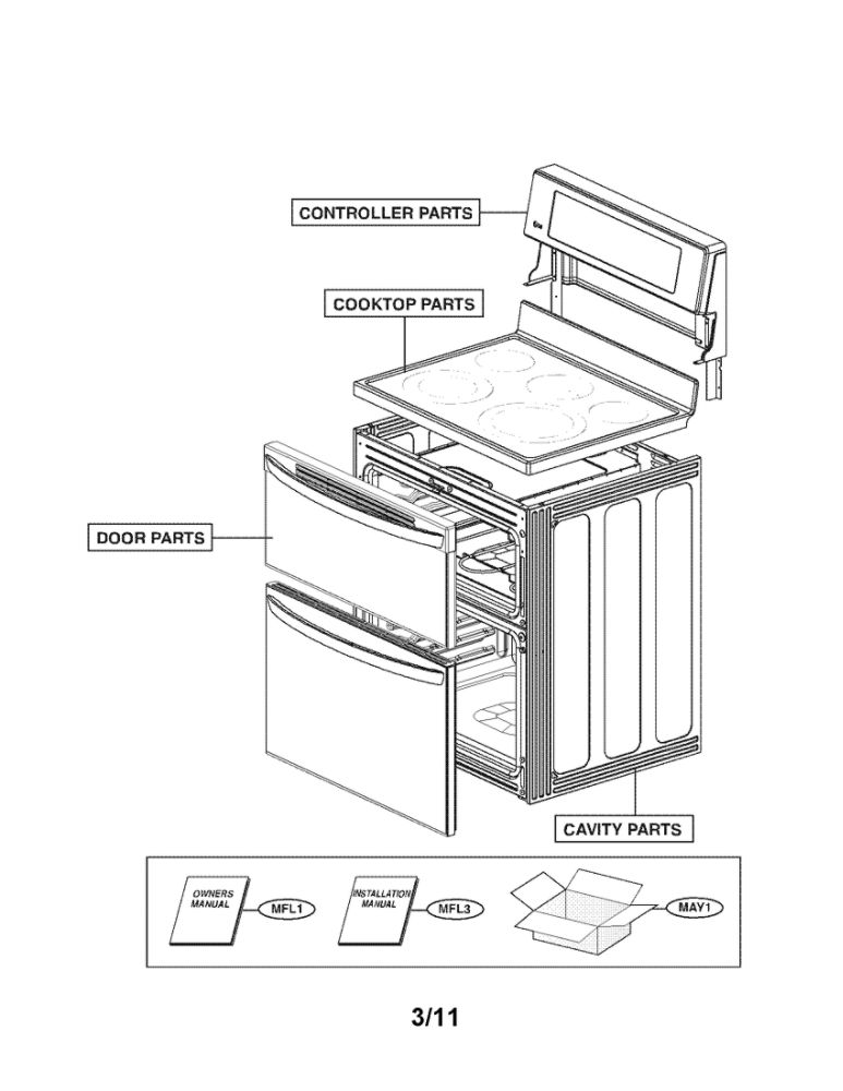 Accessory Parts Diagram and Parts List for LDE3017SW 00 LG Range
