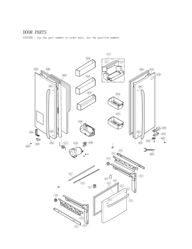 Door Parts Diagram and Parts List for LFX25974SW 06 LG Refrigerator