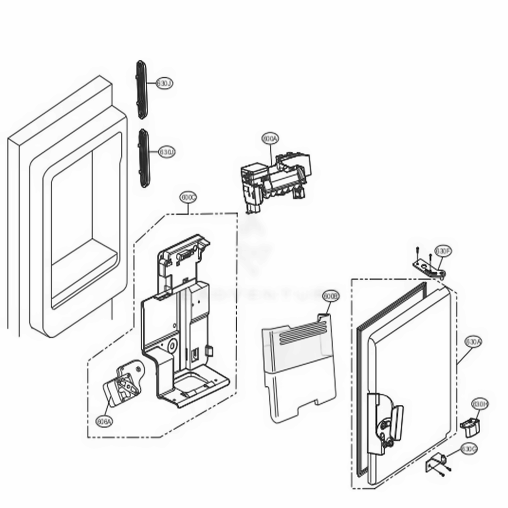 Ice Maker And Ice Bin Parts Diagram and Parts List for LFXS24623S ASTCNA2 LG Refrigerator