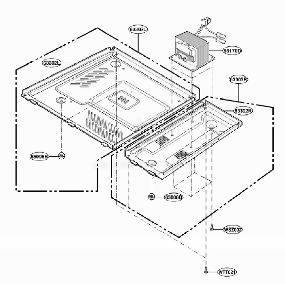 Base Plate Parts Diagram and Parts List for GT4185SKS ASBEWRP LG Wall Oven