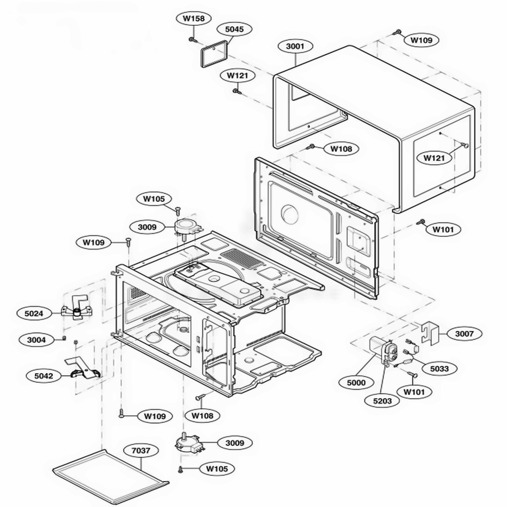 Oven Cavity Parts Diagram and Parts List for RFS518G ASTQAMA LG Range