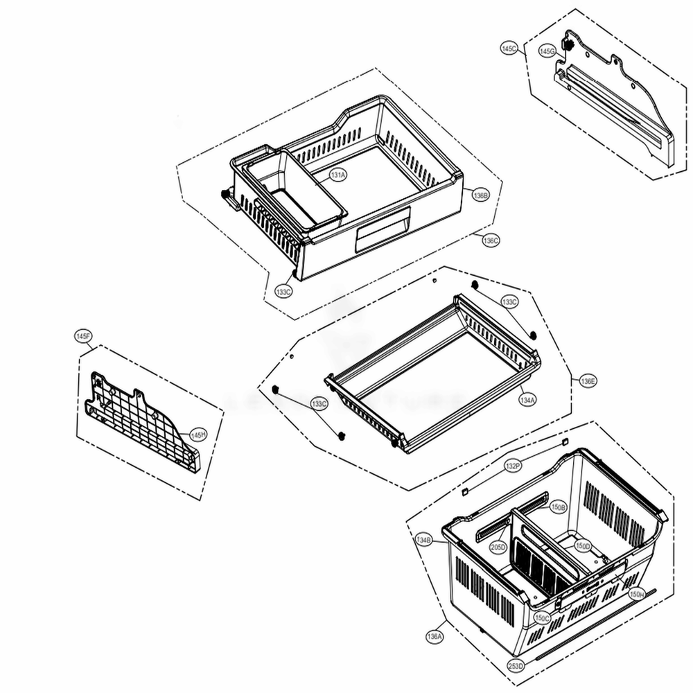 Freezer Parts Diagram and Parts List for 73153 ASTCSE1 LG Refrigerator
