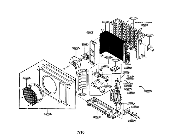 Room A/c Diagram and Parts List for LSU120CE  LG Air Conditioner