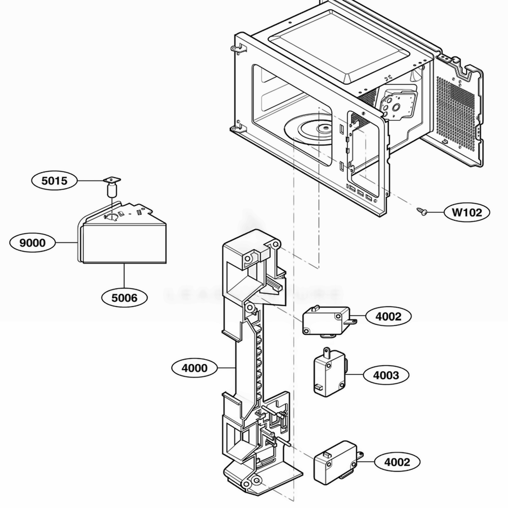 Latch Board Parts Diagram and Parts List for 63352 CWHESEA LG Range