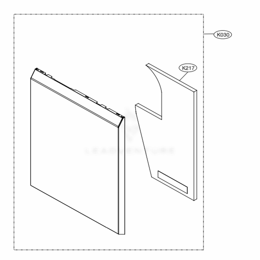 Front Cover Assembly Diagram and Parts List for LDPN6761T ASTEEUS LG Dishwasher