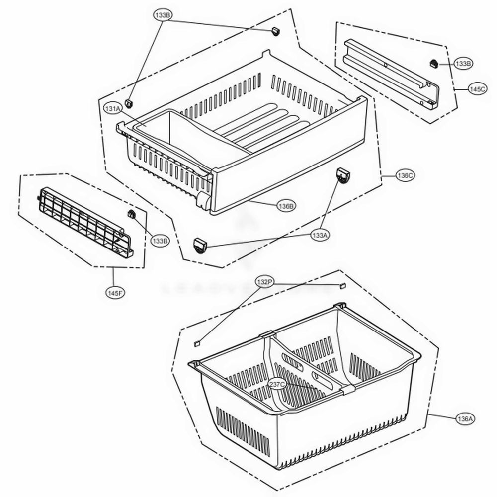 Freezer Parts Diagram and Parts List for LFC28768ST ASTCNA3 LG Refrigerator