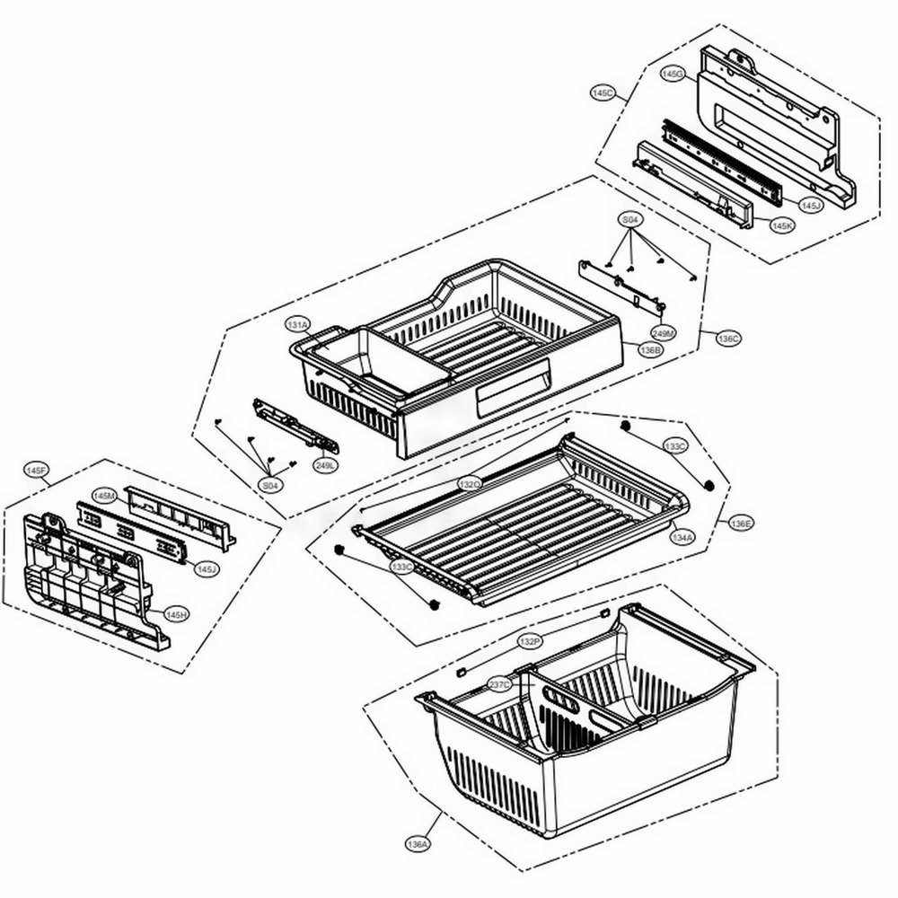 Freezer Parts Diagram and Parts List for LFX31995ST ASTCNA1 LG Refrigerator