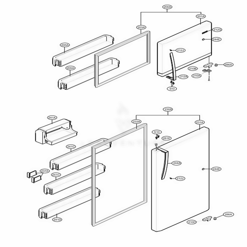 Door Parts Diagram and Parts List for 79433 ASTCSE2 LG Refrigerator