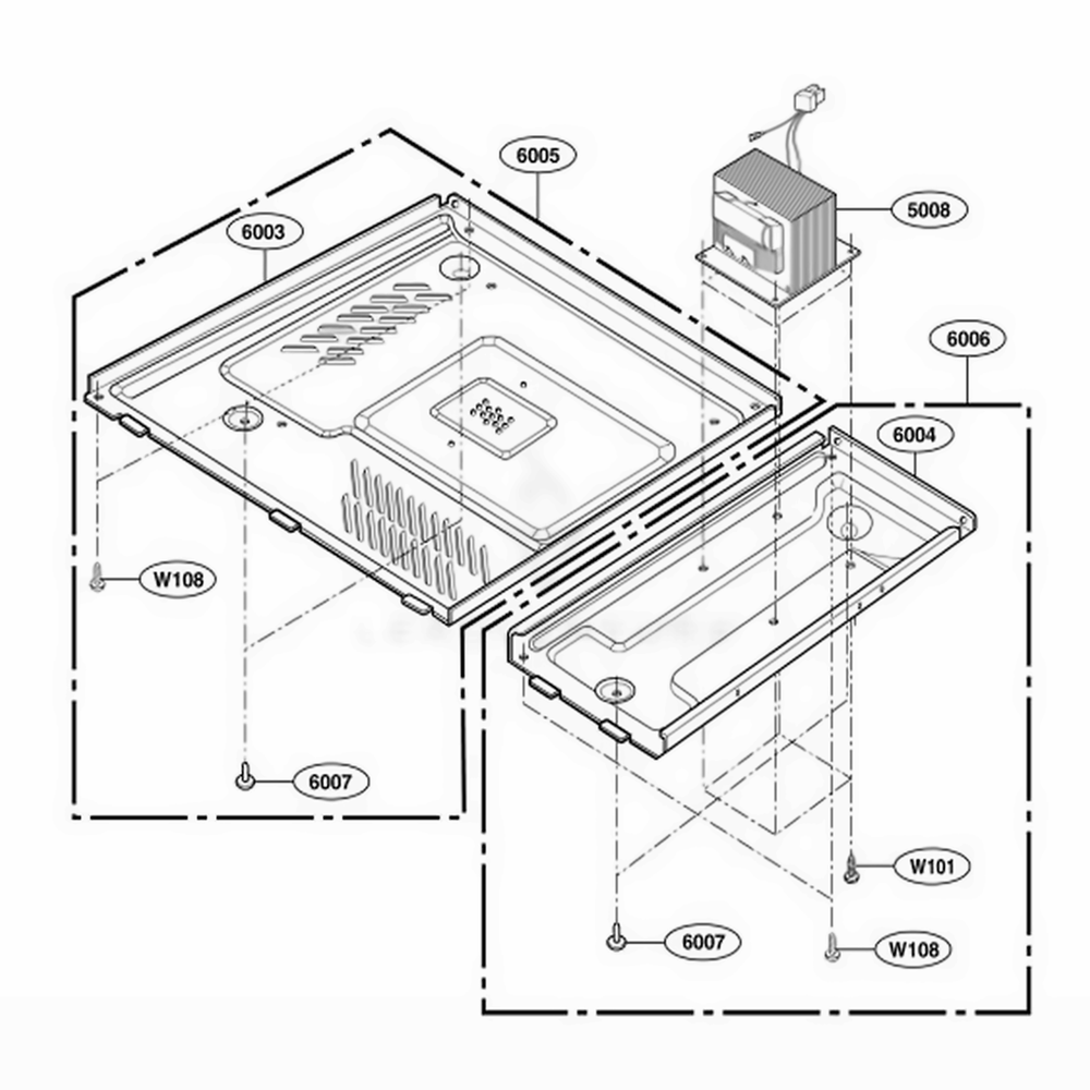 Base Plate Parts Diagram and Parts List for 66464 CBSESEA LG Range